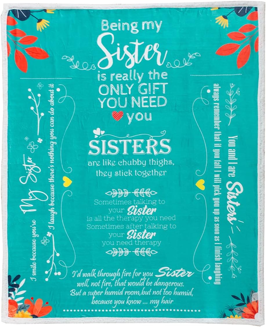 Funny Sister Blanket Birthday Gifts | Snuggly Soft Fleece Blanket 50" X 60"