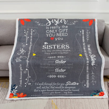 Funny Sister Blanket Birthday Gifts | Snuggly Soft Fleece Blanket 50" X 60"