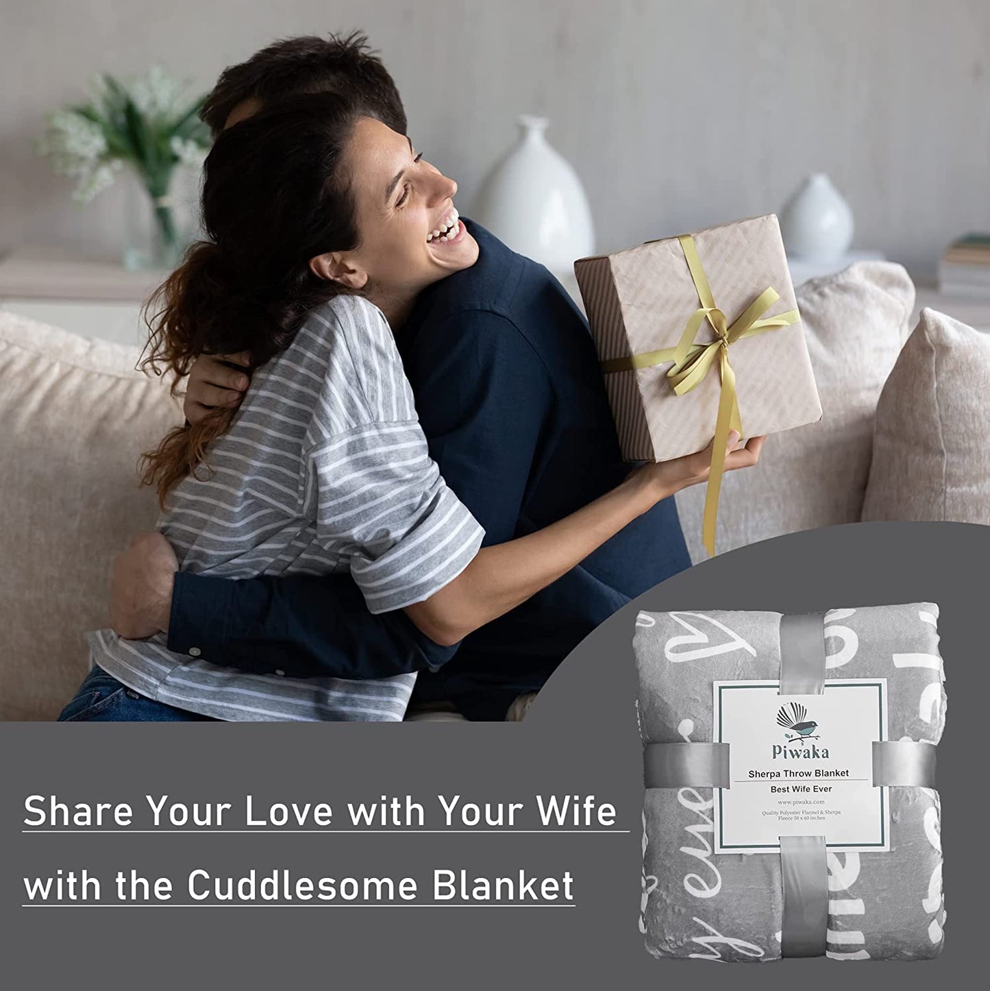 Wife Happy Anniversary Blanket with printed Loving Words