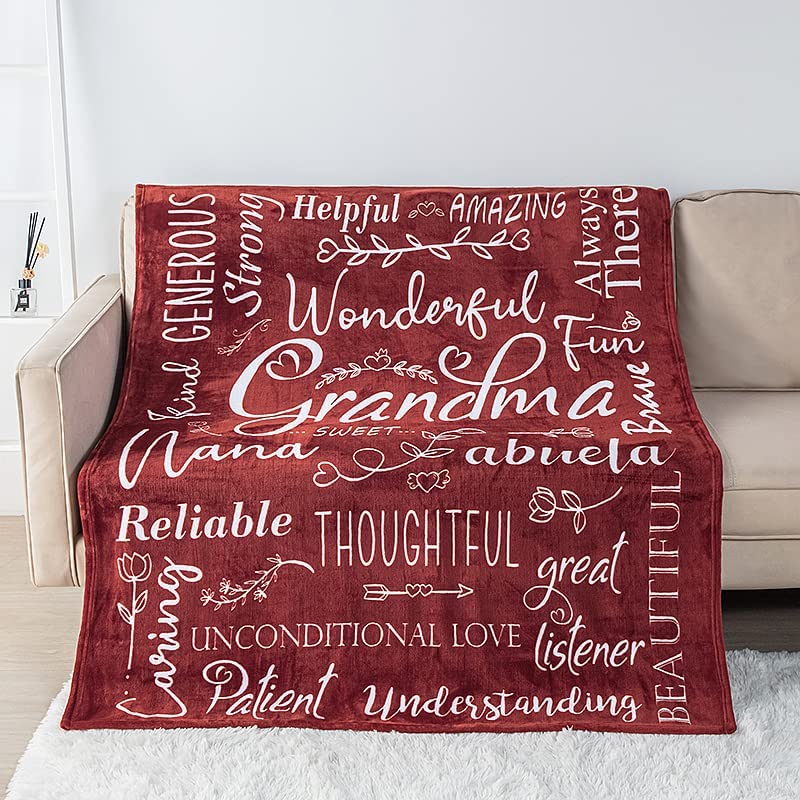 Piwaka Wonderful Grandma Throw Blanket Best Grandma Gifts Wrap Your Grandmother with Love and Inspirational Words Comfort Grandma Blanket Mothers Day Birthday Gifts for Grandma