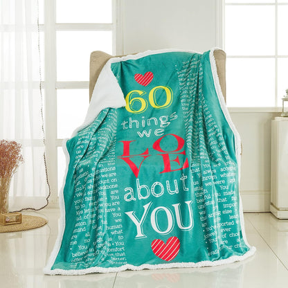 40th, 50th, 60th, 70th Years Throw Blanket with Loving Messages