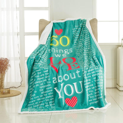 40th, 50th, 60th, 70th Years Throw Blanket with Loving Messages