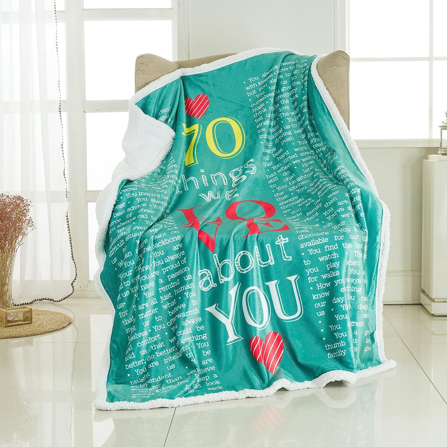 40th, 50th, 60th, 70th Years Throw Blanket with Loving Messages