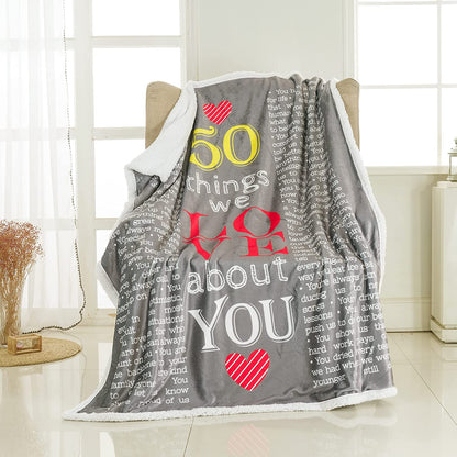 40th, 50th, 60th, 70th Years Throw Blanket with Loving Messages