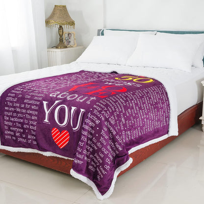 40th, 50th, 60th, 70th Years Throw Blanket with Loving Messages