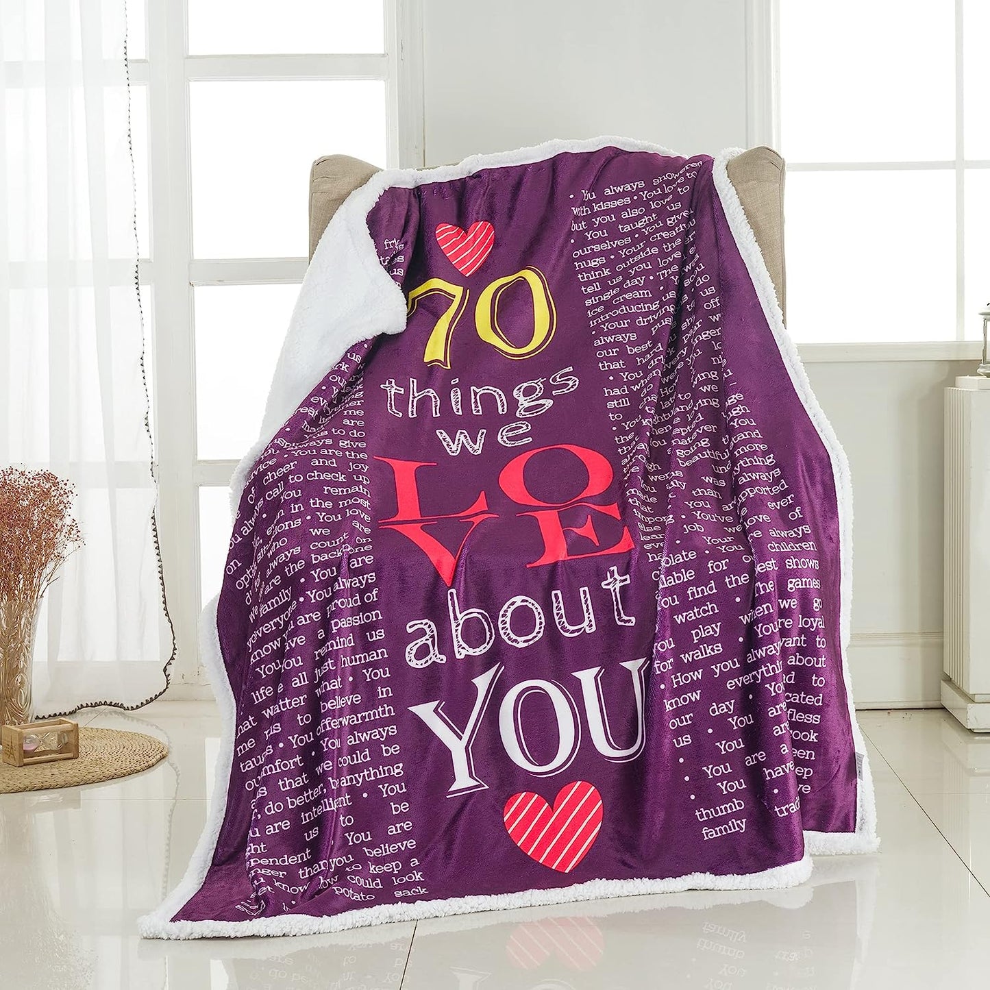 40th, 50th, 60th, 70th Years Throw Blanket with Loving Messages