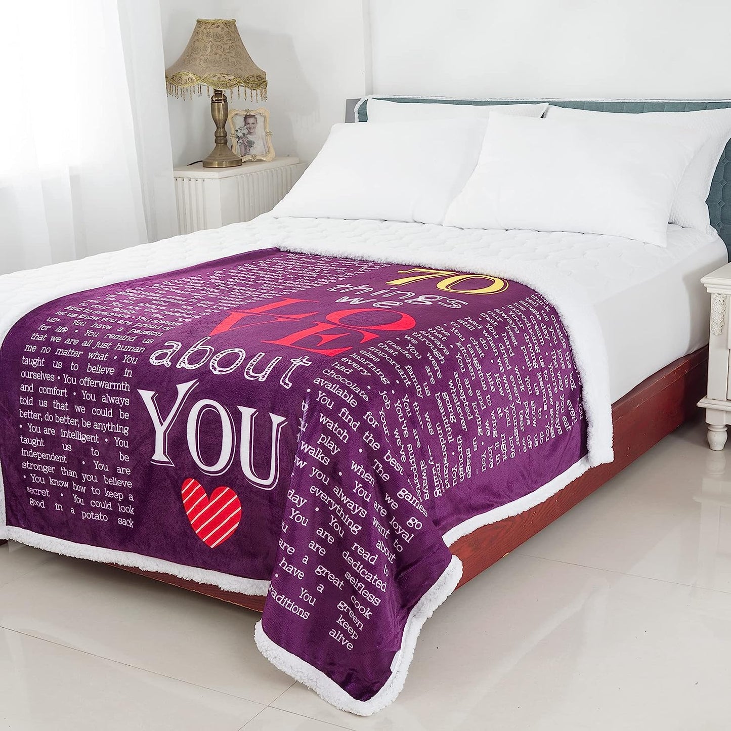 40th, 50th, 60th, 70th Years Throw Blanket with Loving Messages