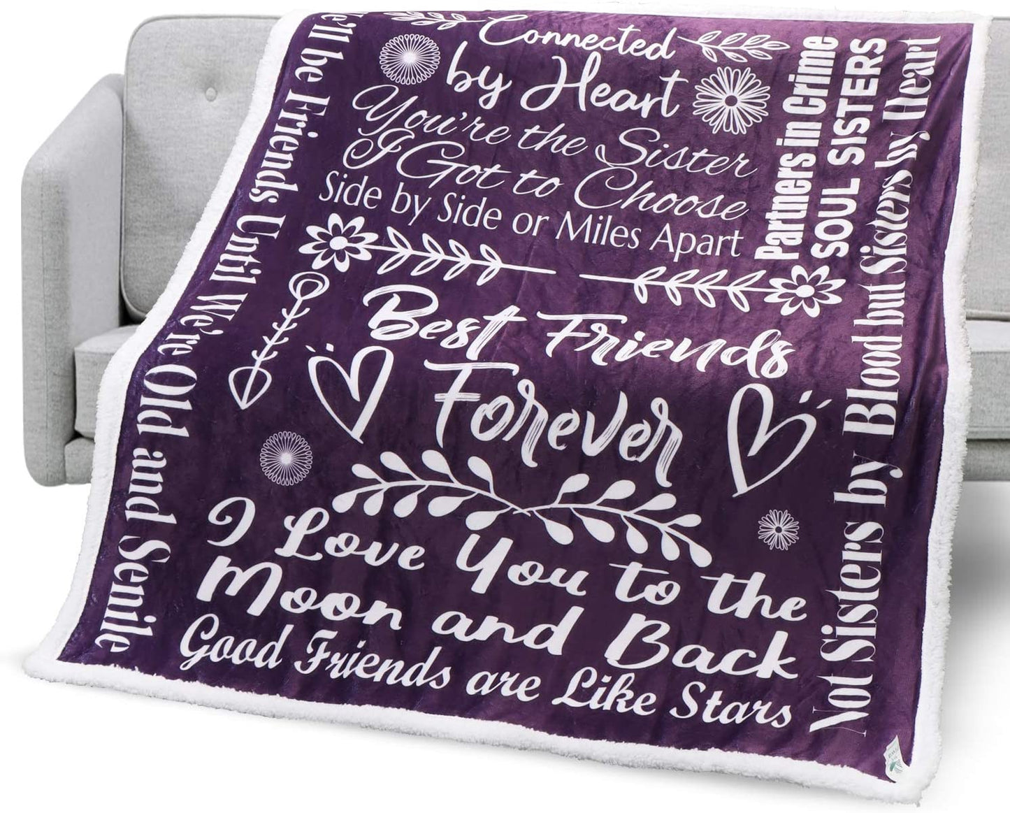 Best Friend Fleece Blanket Throw 50" X 60" - Best friend birthday gifts for women