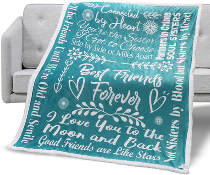 Best Friend Fleece Blanket Throw 50" X 60" - Best friend birthday gifts for women