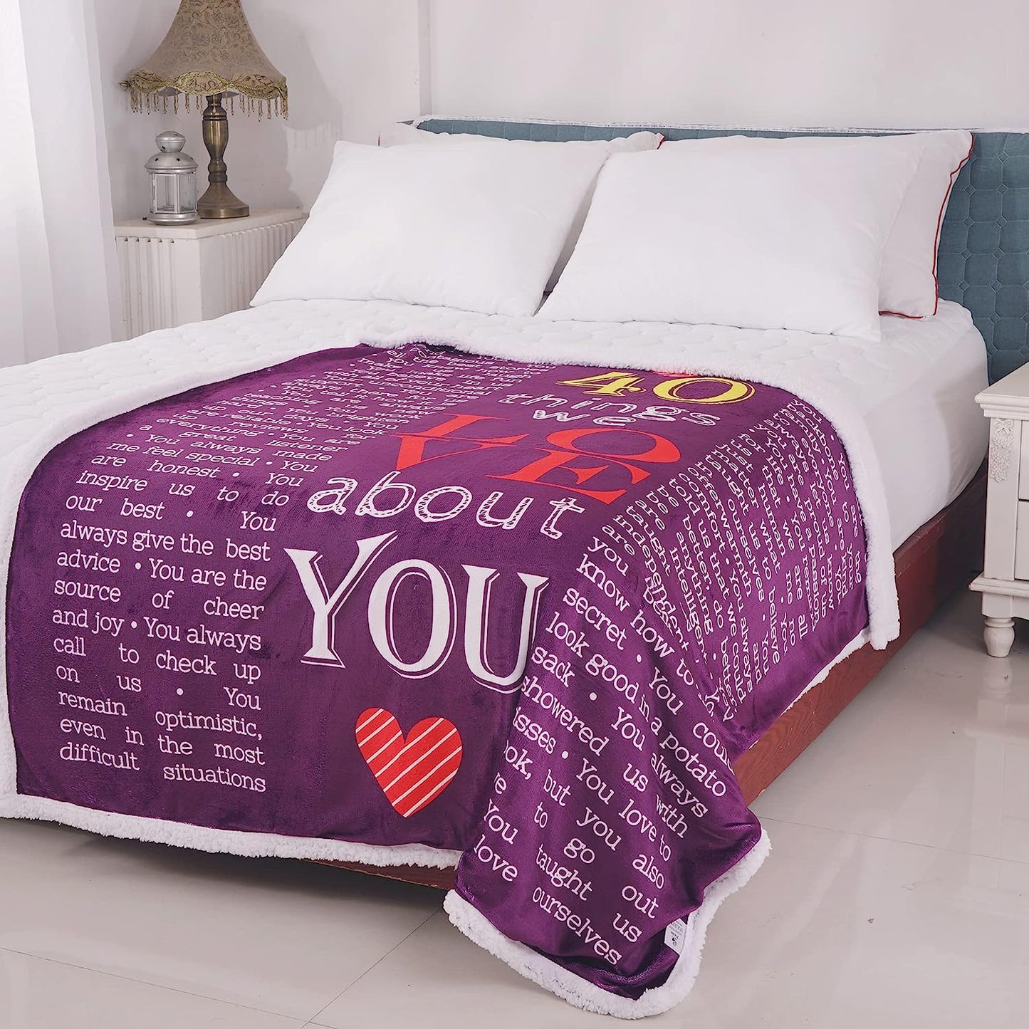 40th, 50th, 60th, 70th Years Throw Blanket with Loving Messages