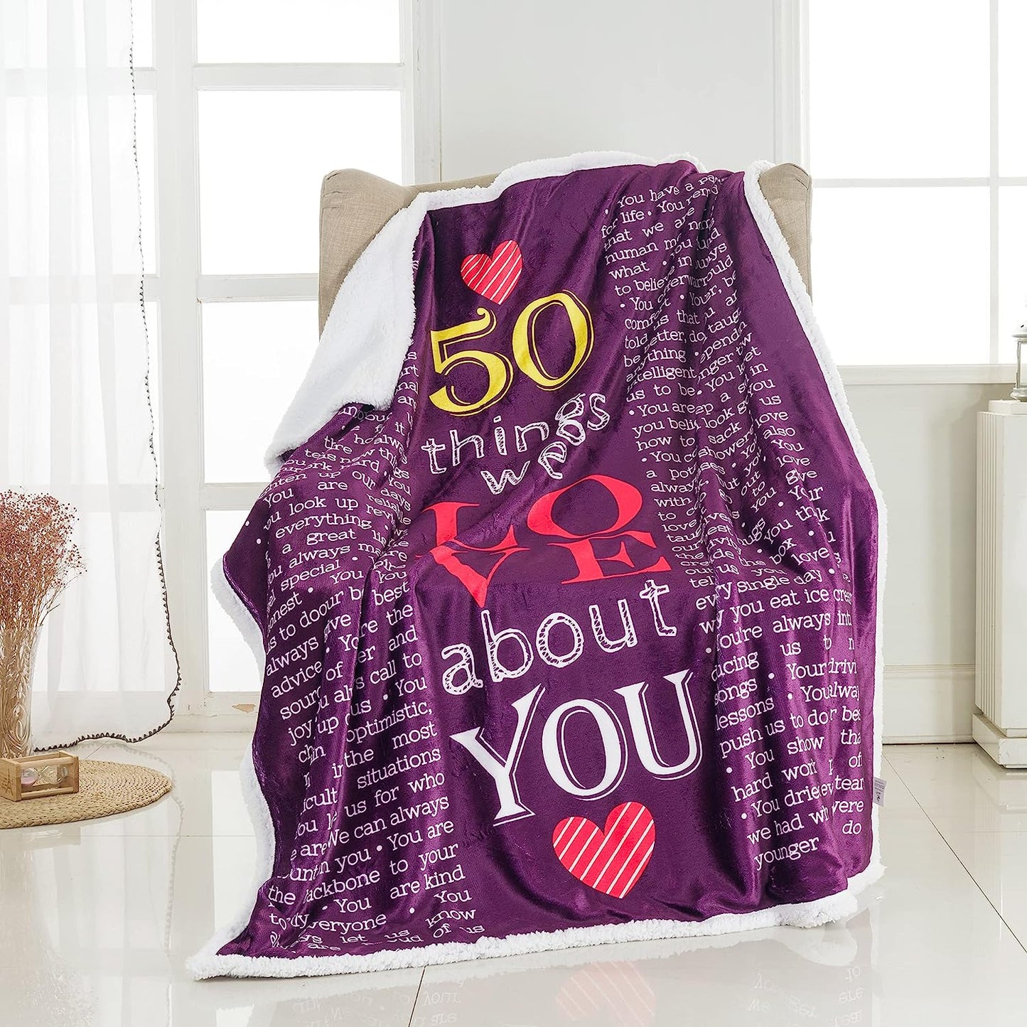 40th, 50th, 60th, 70th Years Throw Blanket with Loving Messages