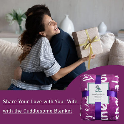 Wife Happy Anniversary Blanket with printed Loving Words