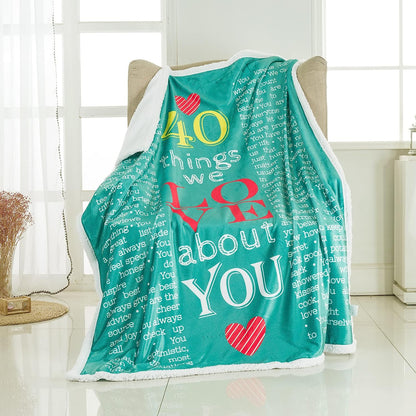 40th, 50th, 60th, 70th Years Throw Blanket with Loving Messages