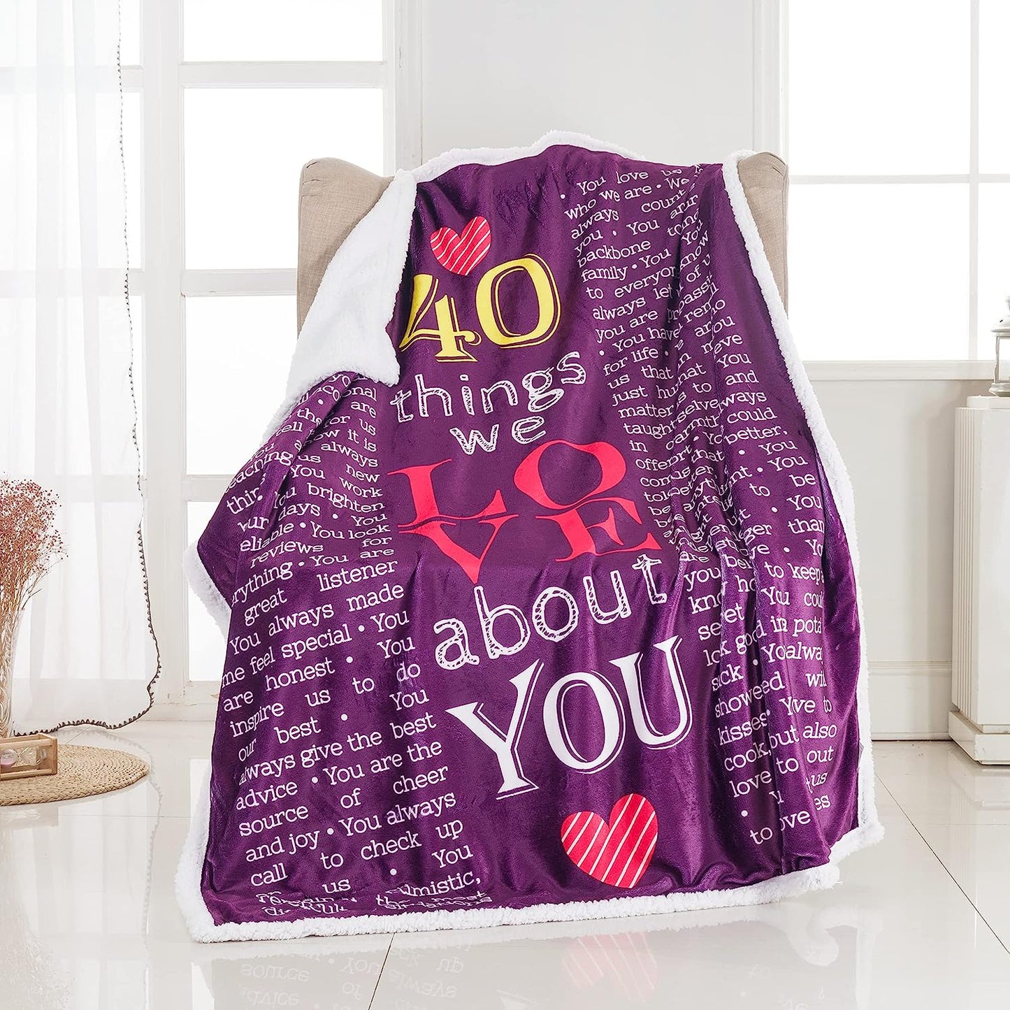 40th, 50th, 60th, 70th Years Throw Blanket with Loving Messages