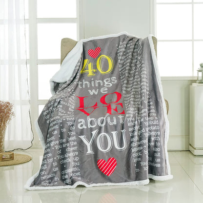 40th, 50th, 60th, 70th Years Throw Blanket with Loving Messages