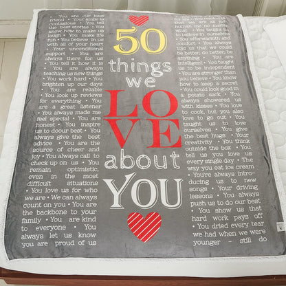 40th, 50th, 60th, 70th Years Throw Blanket with Loving Messages