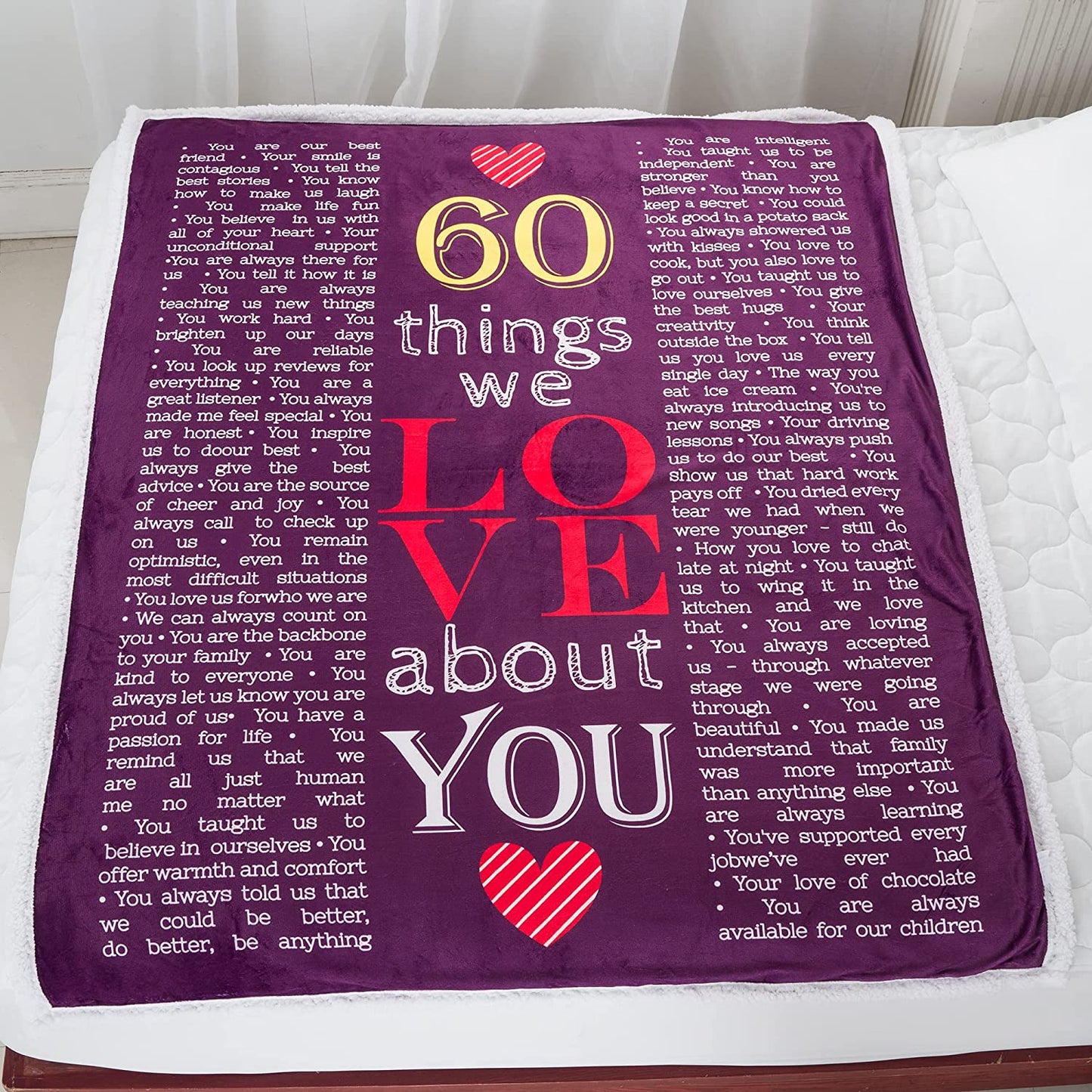 40th, 50th, 60th, 70th Years Throw Blanket with Loving Messages