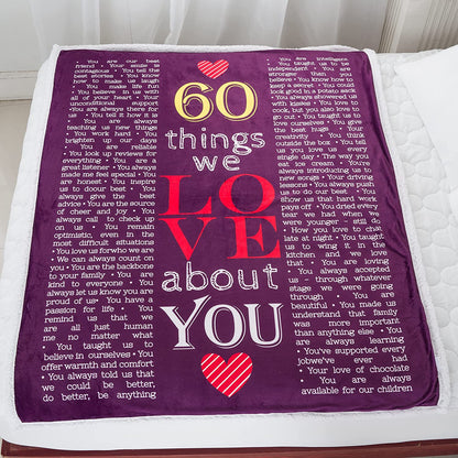 40th, 50th, 60th, 70th Years Throw Blanket with Loving Messages