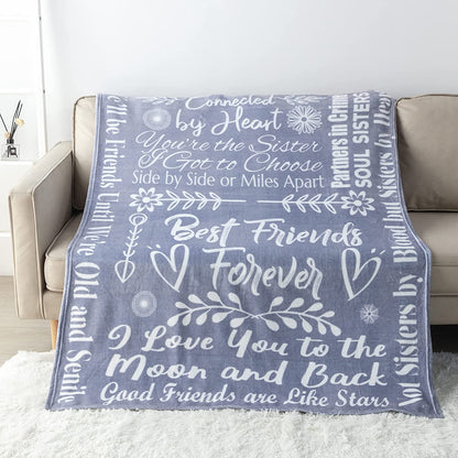 Best Friend Fleece Blanket Throw 50" X 60" - Best friend birthday gifts for women