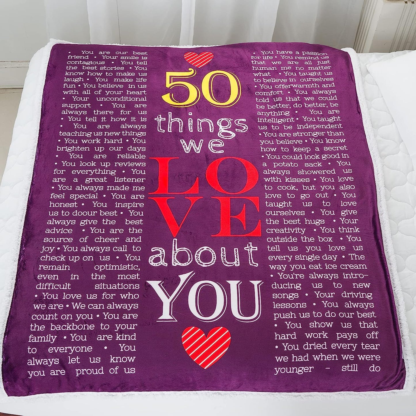 40th, 50th, 60th, 70th Years Throw Blanket with Loving Messages