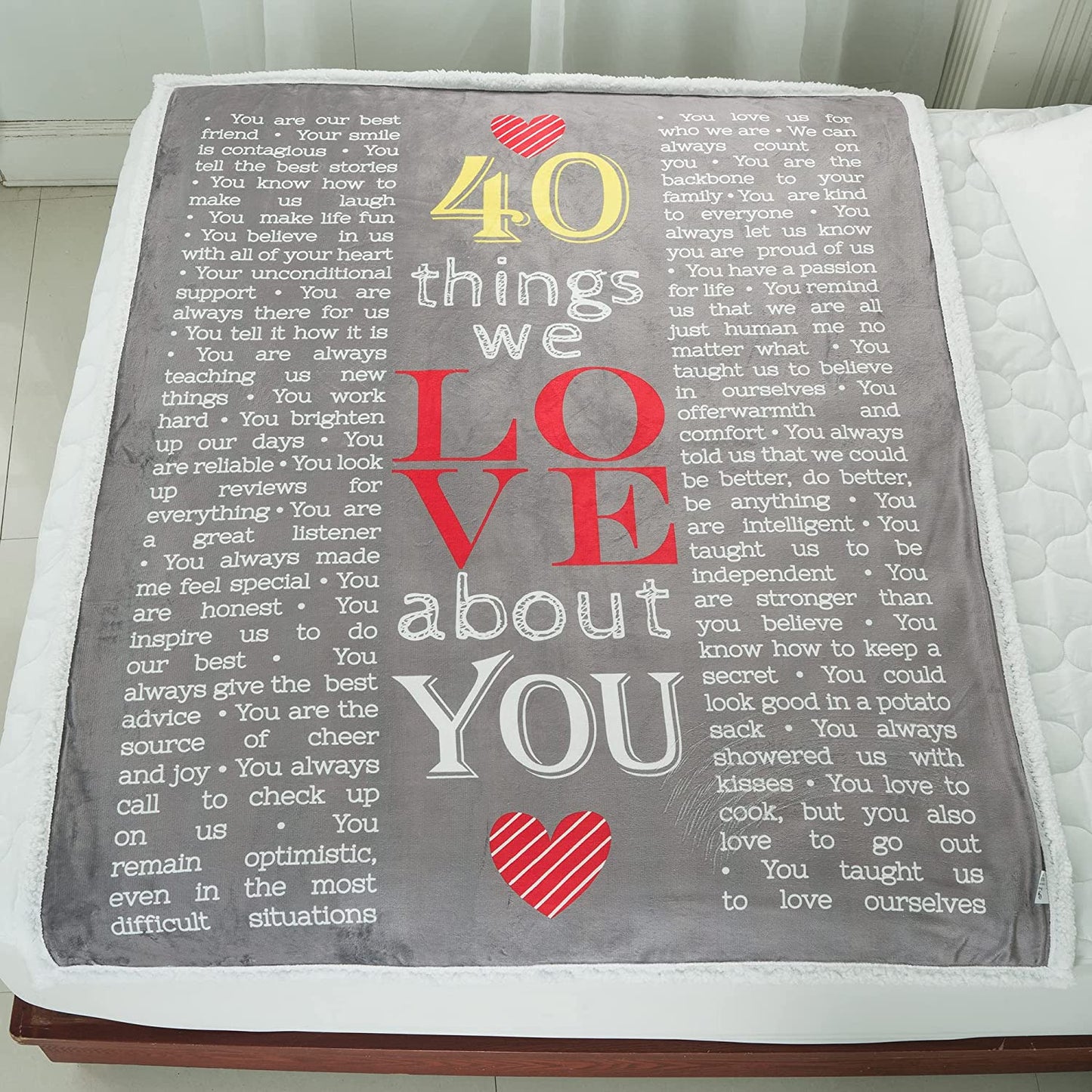 40th, 50th, 60th, 70th Years Throw Blanket with Loving Messages