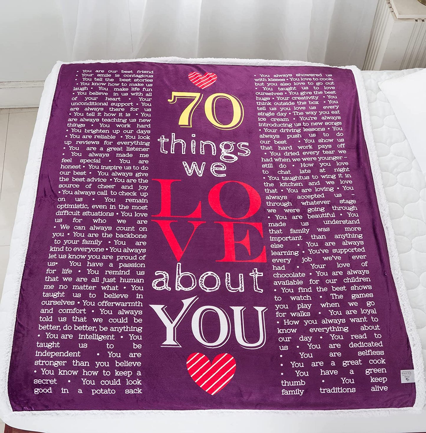 40th, 50th, 60th, 70th Years Throw Blanket with Loving Messages