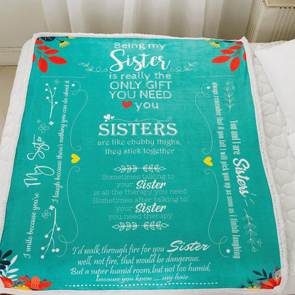 Funny Sister Blanket Birthday Gifts | Snuggly Soft Fleece Blanket 50" X 60"