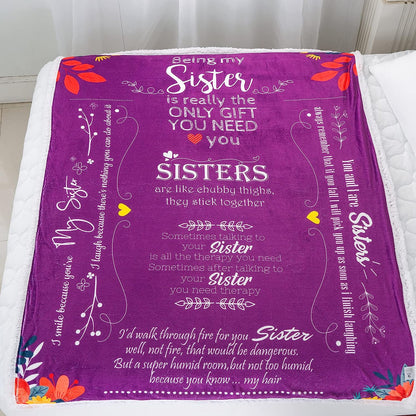 Funny Sister Blanket Birthday Gifts | Snuggly Soft Fleece Blanket 50" X 60"