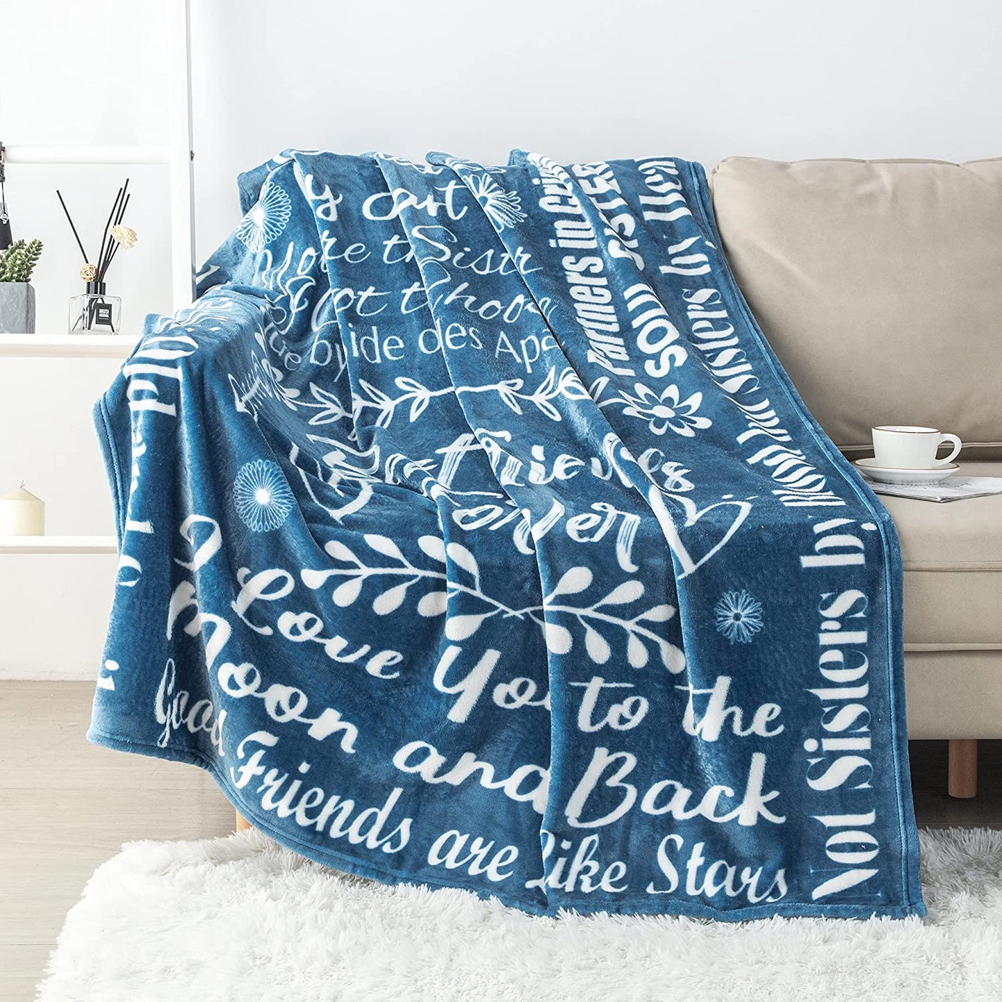 Best Friend Fleece Blanket Throw 50" X 60" - Best friend birthday gifts for women