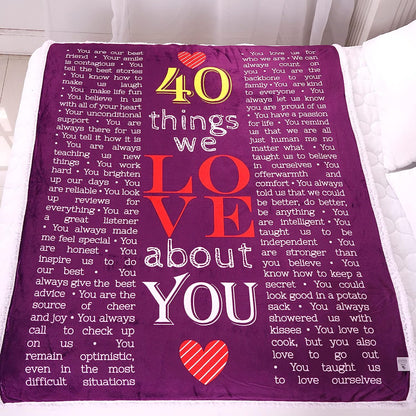 40th, 50th, 60th, 70th Years Throw Blanket with Loving Messages