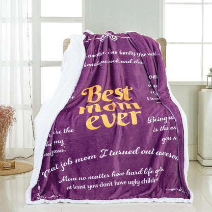 Piwaka Best Mom Ever Blanket, a Funny Gift That Ticks All The Right Boxes - Bring Laughter & Warmth to Your Beloved Mother: Christmas, Mother's Day, Birthday Gifts for Mom